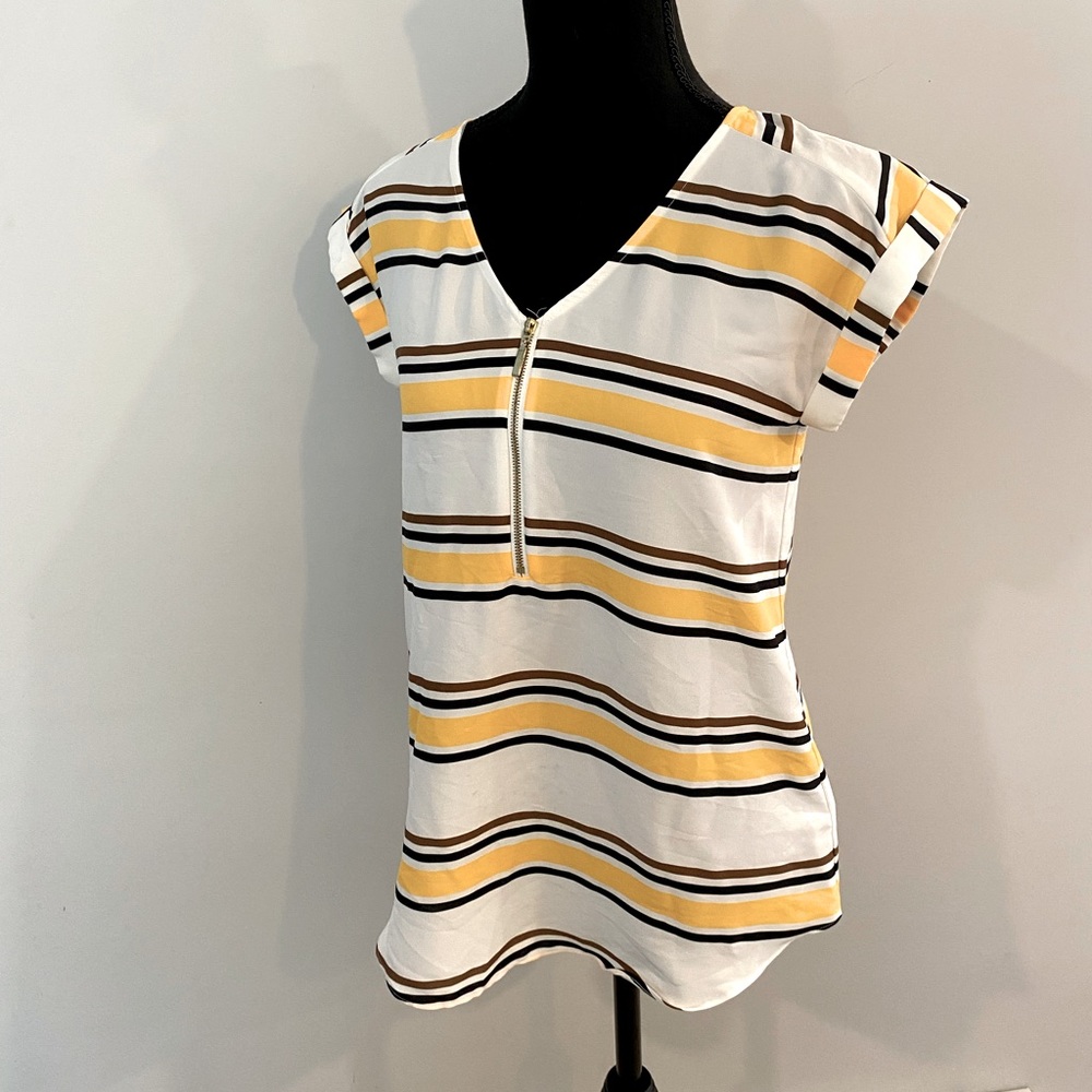 Dressy Striped Zip-Front Shirt